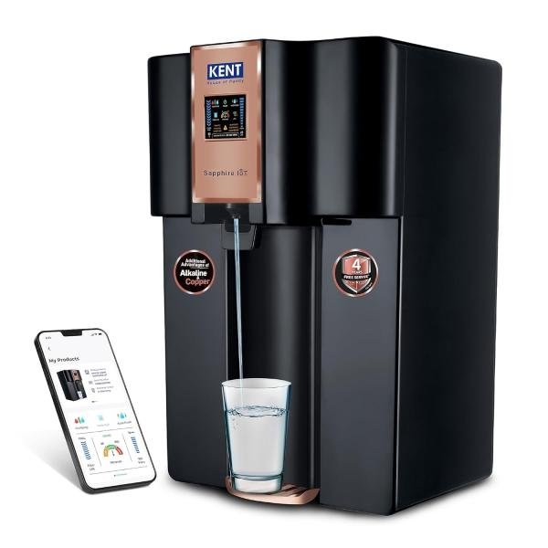 KENT Sapphire IoT RO Water Purifier|4 Years Free Service*|RO+UV+UF+Alk+Cu+TDS Control+UV in Tank | IoT Enabled