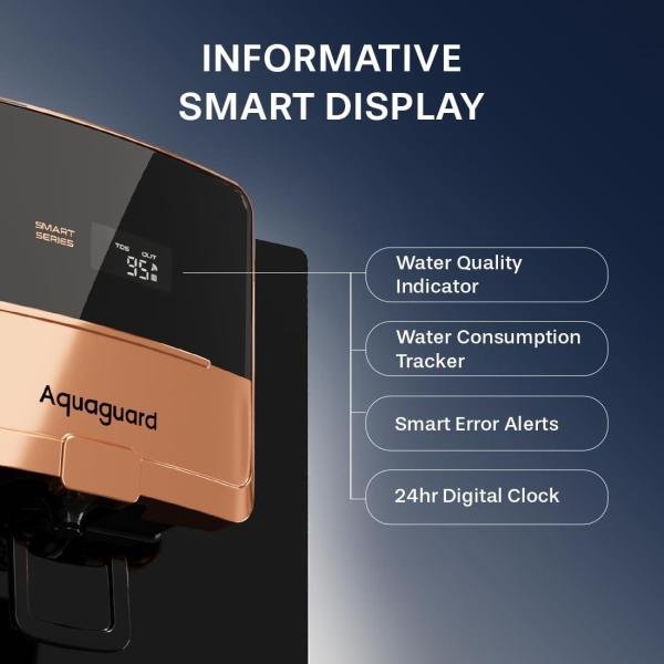 Aquaguard Ritz Pro RO+UV+Copper Water Purifier I Stainless Steel Tank | 2 year filter life | SMART Purifier | TDS Display | Filter Life & Water In take Tracker | With Mega Sediment filter
