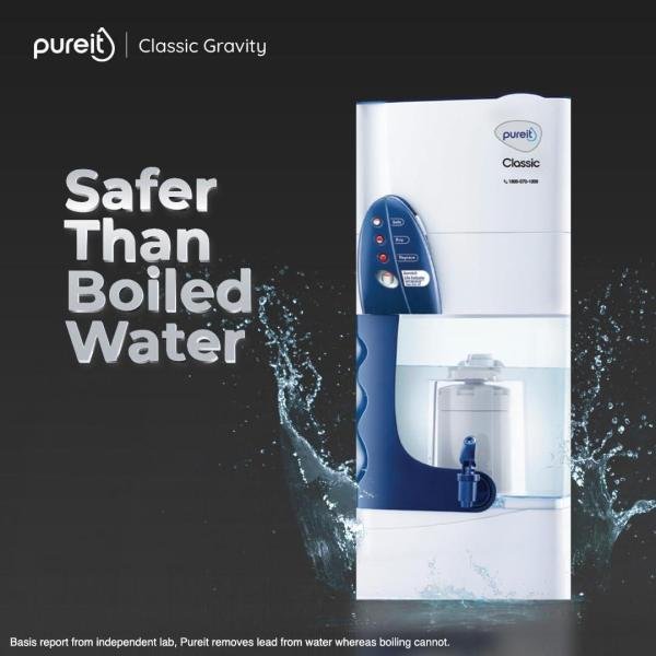 Pureit Classic 23 L Gravity Based Water Purifier | Activated Carbon Filtration | No Electricity Required | Multi-Stage Purification:
