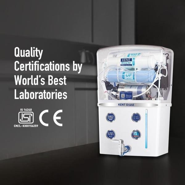 KENT Grand RO Water Purifier | Advanced RO Tech for Sabse Shudh Paani | RO+UF+TDS Control + UV LED Tank | 8L | 20LPH Flow | Ideal for Borewell/Tanker/Municipal Water | Largest Service Network