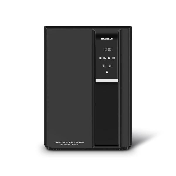 Havells Gracia FAB Alkaline Water Purifier (Black), RO+UV+Alkaline, Hot, Warm & Ambient Water, Copper+Zinc+Minerals, 9 Stage Purification, 6.5L SS Tank