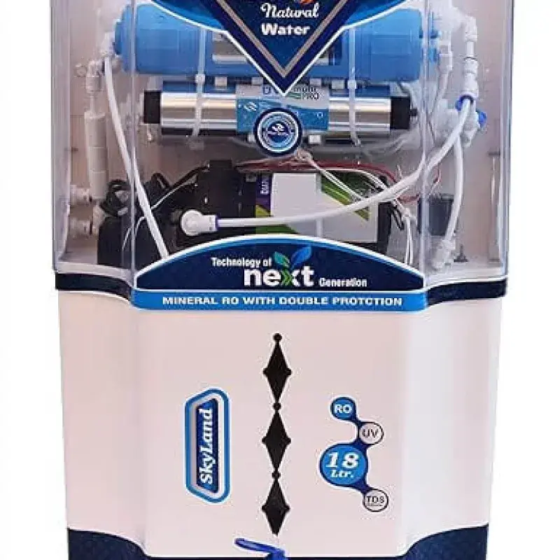 Aquagrand SkyLand Alkaline + 18 L RO + UV + UF + TDS + ALAKLINE Water Purifier | White,Blue
