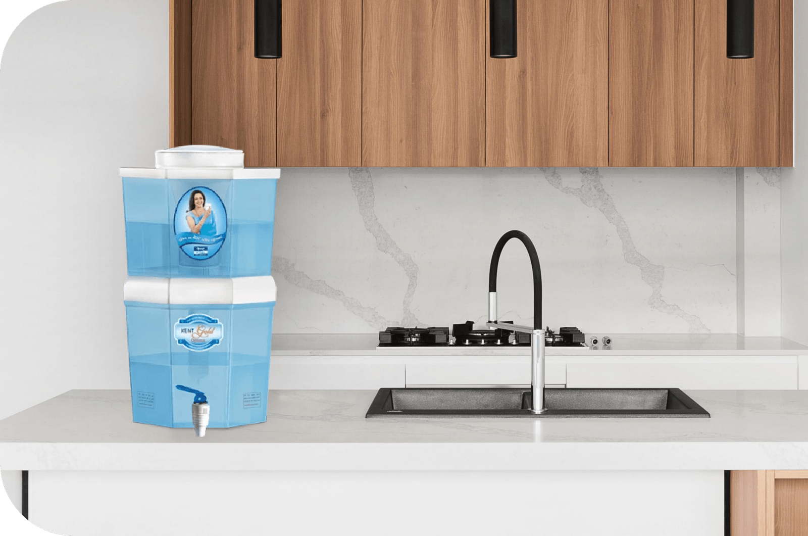 KENT GOLD (11014) 20 L Gravity Based + UF Water Purifier (White & Blue)